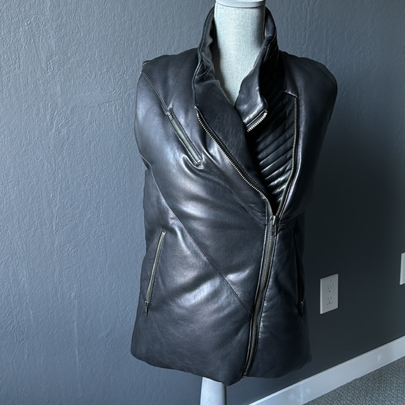 Helmut Lang women’s Black Oversized Leather Dawn Puffer Jacket/Vest Size P/S NWT - Picture 6 of 12